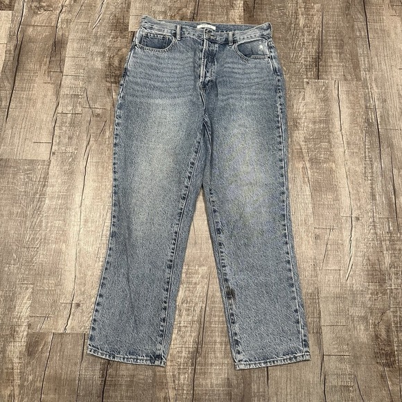 Pacsun Women High Rise Straight Blue Denim Jeans Size 30 Light Wash Buttons - Picture 1 of 13